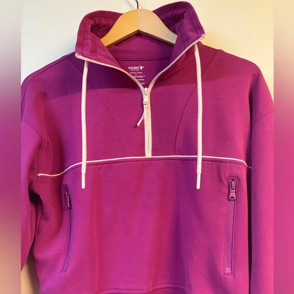 Old Navy Active Dynamic Fleece Fuchsia Pink Pullover Half-Zip Hoodie Small - Picture 3 of 7